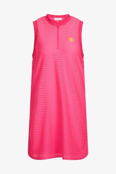 Sleeveless golf dress with stand-up collar