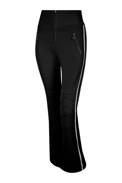 Softshell ski trousers with a high waist and contrasting stripes on the side