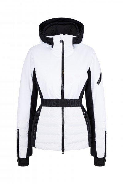 Ski jacket in a casual material mix with waist belt