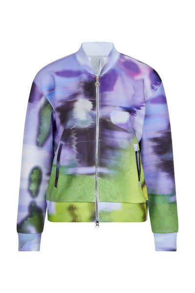 Summery sweat jacket with trendy all-over print