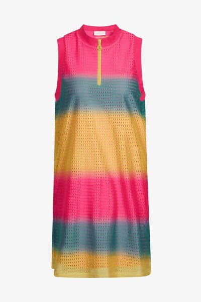 Sleeveless golf dress with stand-up collar