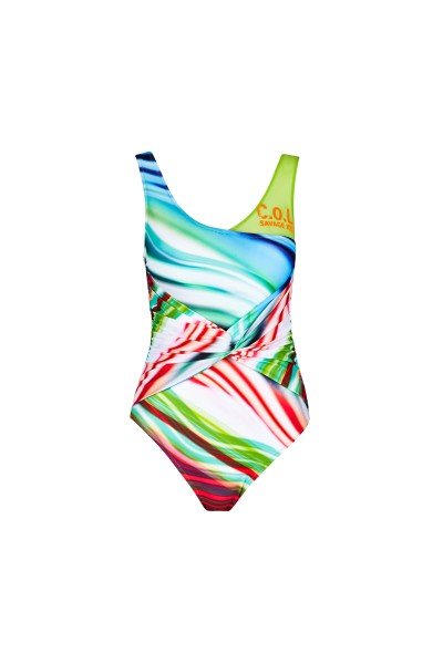 Colourful swimsuit with sophisticated knot