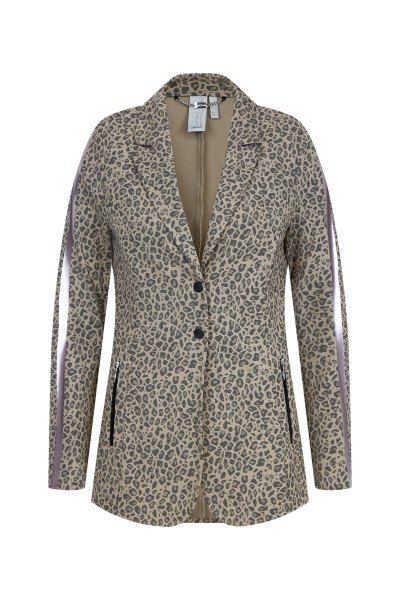 Long blazer made of leopard jacquard