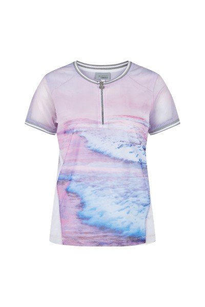 Two-layer shirt with soft sunset print