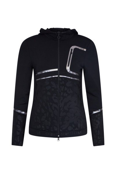 Hooded jacket with heatpress leopard motif