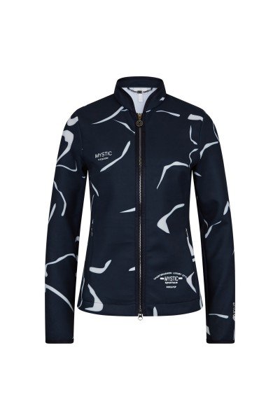 Fashionably sporty fleece jacket made of printed power stretch