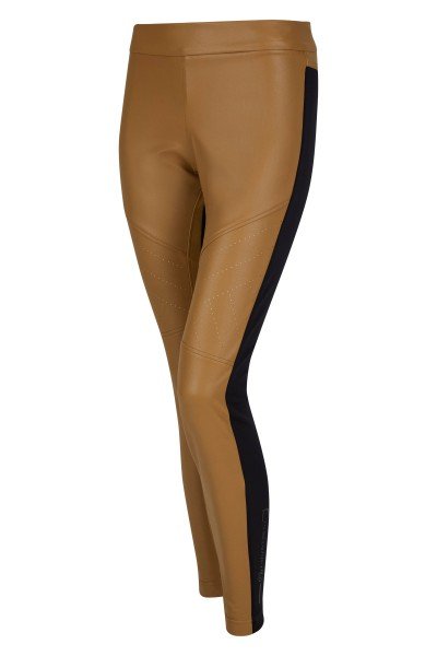 Slim leather leggings with laser motif