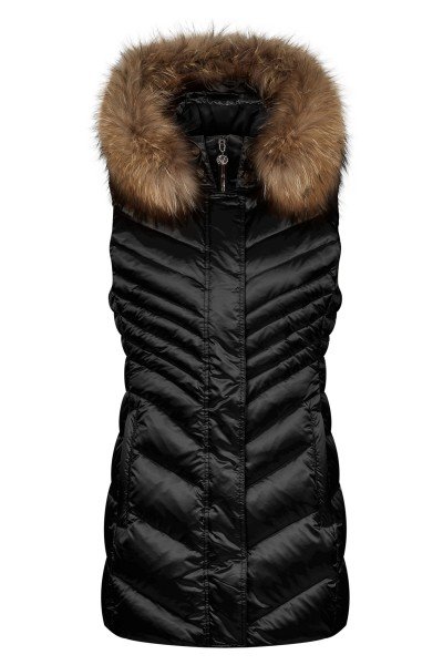 Vest with down filling and real fur detail