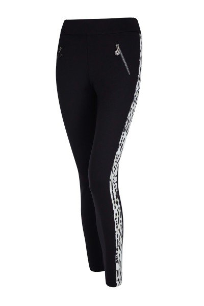 Narrow jersey leggings with animal print inserts