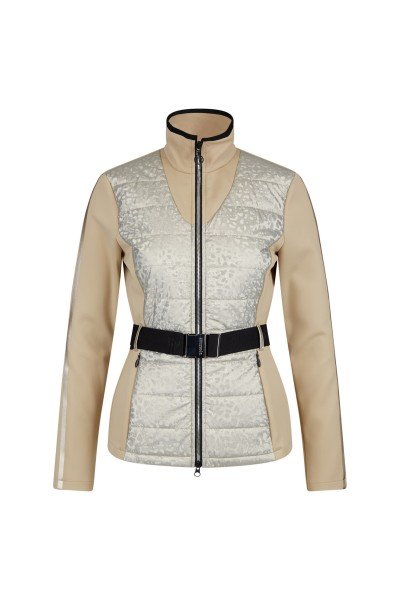  Sporty belted jacket in a material mix