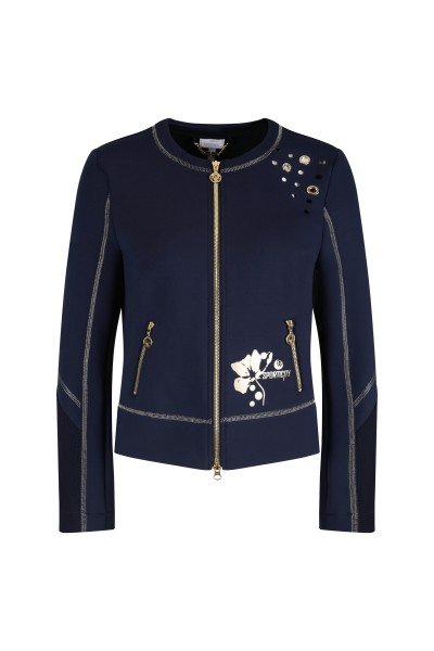 Sporty jacket with round neck and fashionable details