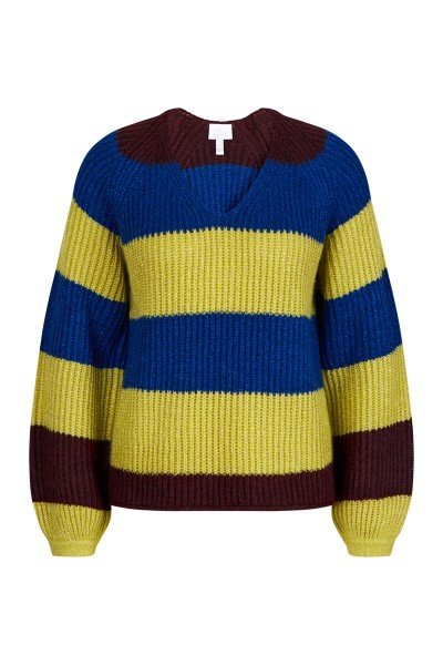 Knitted jumper with block stripe pattern