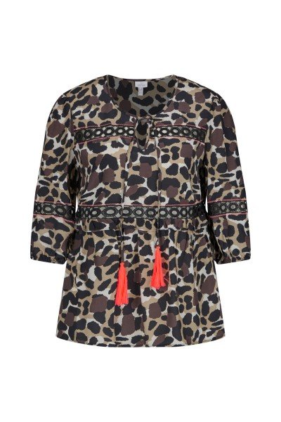 Playful tunic with lep print and ajour ribbons