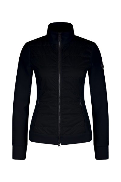 Fleece jacket with stand-up collar made of innovative material mix