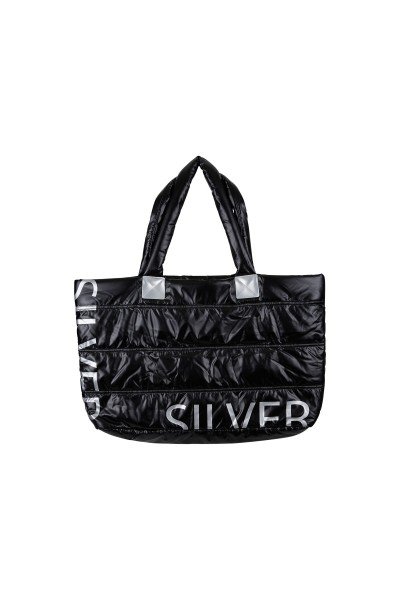 Padded nylon bag with lettering