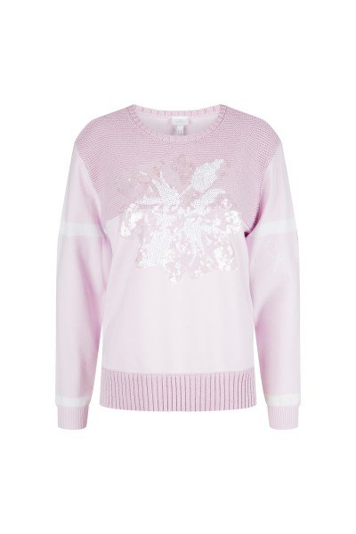 Sweater in a mix of chunky and fine knits with sequin motif