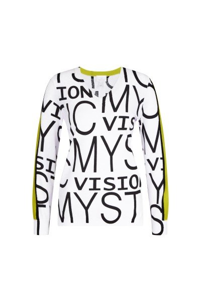 Fashionable golf jumper with lettering printed all over