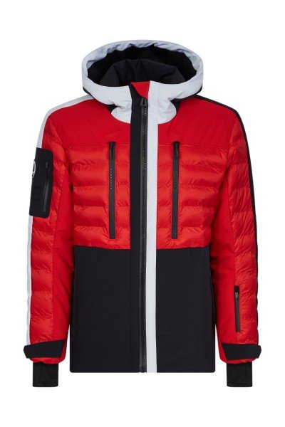 Hybrid ski jacket 4 way stretch and nylon with down