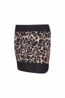 Sporty fashionable golf skirt with all-over leopard print and integrated shorts