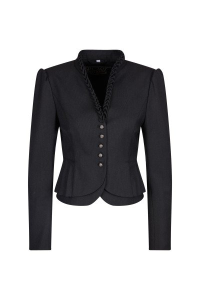 Sturdy jacket with stand-up collar and peplum