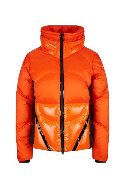 Real down jacket in shiny and matte nylon