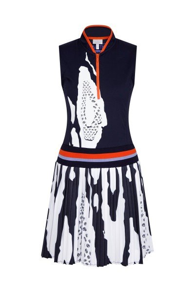 Sleeveless golf dress with pleated skirt