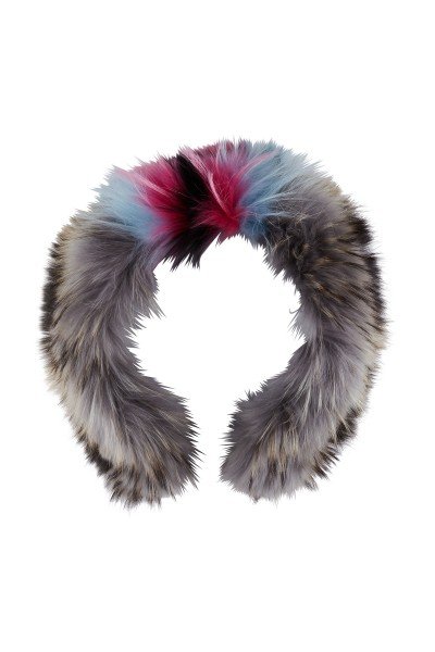 Silver Finnraccoon hooded fur with colorful detail in the middle