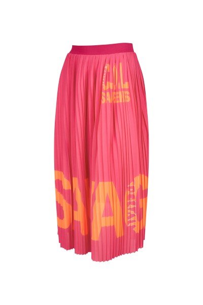 Knee-hugging pleated skirt with wording transfer