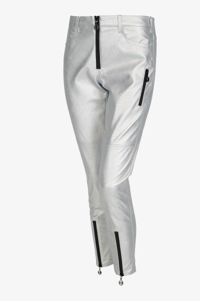 Silver trousers with zip