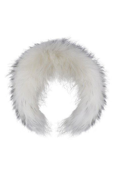 White Finnraccoon Hood Fur with Black Tips