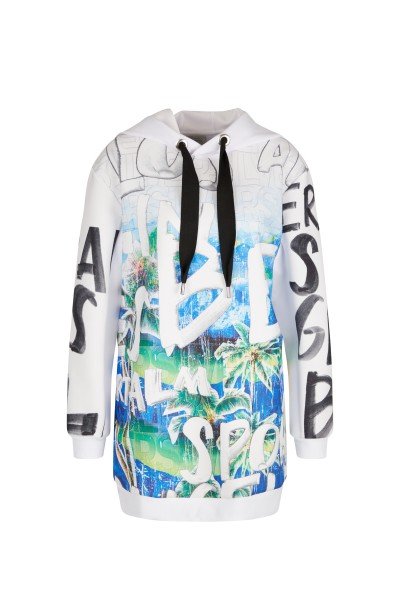 Long oversize jumper with all-over print