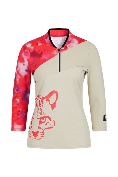 Polo shirt with a casual leopard head print